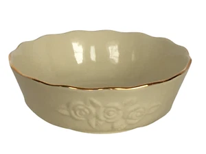 Lenox Rosebud Collection Candy Bowl Cereal 5.5 inch Gold Color Trim Cream Roses - Picture 1 of 8