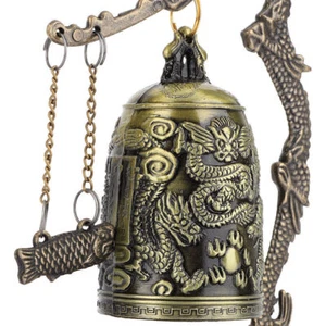 Vintage Small Carved Bronze Dragon Lock Bell Arts & Crafts Collectibles Ornament - Picture 1 of 11