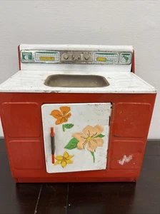 Vtg Gabriel Metal Sink Unit, Raggedy Ann Theme, 1970 Tin Red, White - Picture 1 of 21