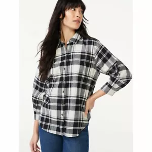 Free Assembly Women's SIZE XXXL Button-Down Top with ¾ Blouson Sleeves True Blac - Picture 1 of 5