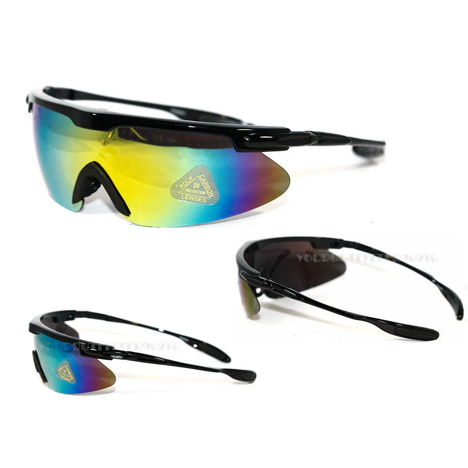 Gafas de sol deportivas envolventes para motociclista con espejo UV 400 mezcla negra/amarilla para hombre Foto 1 de 1