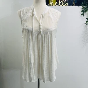 Free People elfenbeinfarbenes Top Damen Größe Large Western Romantik ärmellos - Bild 1 von 15