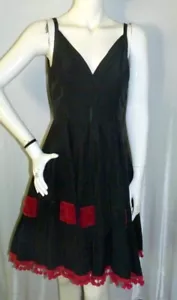 Vintage 1950s Woman's DRESS Bust 36 Black Crepe & Velvet Circle Skirt - Picture 1 of 9