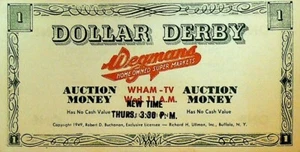 Wegmans Super Markets 1949 Dollar Derby Bill 1 Rochester NY - Picture 1 of 2