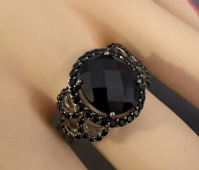 Estate Ring Faceted Onyx Spinel In 925 Sterling Silver - Image 1 of 4