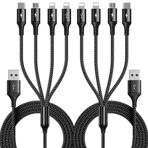 RULUS Long Multi Charging Cable [2Pack/10Ft] USB 4 in 1 Fast 10ft  - Afbeelding 1 van 7