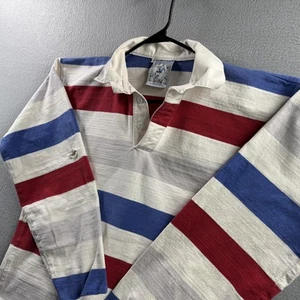 Vintage Lands End Rugby Shirt Mens XL Stripe Made in USA 90s - Picture 1 of 12