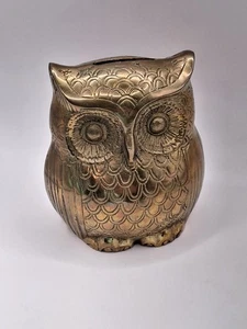 MCM Messing Eule Münzbank hergestellt in Korea Vintage Metall Sparschwein verzierte Details - Bild 1 von 6