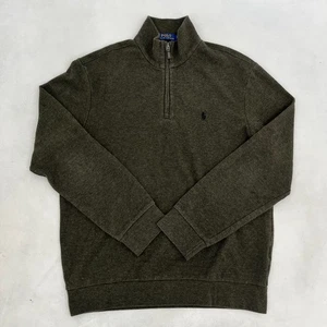 Polo Ralph Lauren Herren Gr. M 1/4 Zip Pullover Sweater Moosgrün Schwarz Pony - Bild 1 von 8