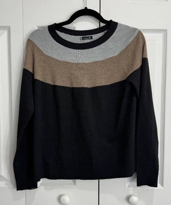 Smartwool Edgewood Sweater Women's XS Black Colorblock Pullover Crew Neck Cozy - Image 1 of 4