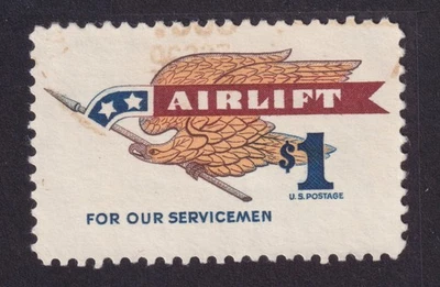 US 1341 $1 UVF AIRLIFT SINGLE FROM 1968 HSB1 - Image 1 of 2