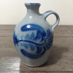 Jarra pequeña esmalte de sal Rowe Pottery Works 2006 6,5" DBL firmada T y HC - Imagen 1 de 7