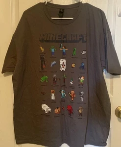 Gildan Minecraft T-Shirt Herren 2XL Gruppenaufnahme Poster Collage Style Dunkelgrau Neu - Bild 1 von 4