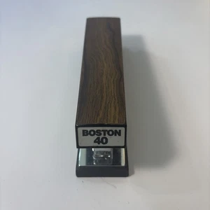 Boston 40 Woodgrain Stapler Brown Made In USA. Works. Vintage - Picture 1 of 7