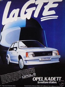 PUBLICITÉ DE PRESSE 1983 OPEL KADETT LA GTE LA VOITURE ÉTALON - Picture 1 of 1