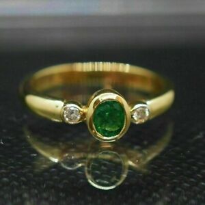 2.30Ct Oval Cut Lab Created Green Emerald Engagement Ring 14K Yellow Gold Plated
