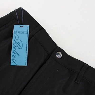 Belvest NWT Flat Front Dress Pants Size 33 US Solid Black 100% Wool - Image 1 of 4