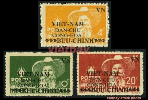 NORTH VIETNAM: Viet Minh Overprinted on Indochina Stamps 1L11, 1L12, 1L13 MNH Cover