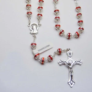 Rosario de filigrana con cristal de corte italiano - rojo - Imagen 1 de 2