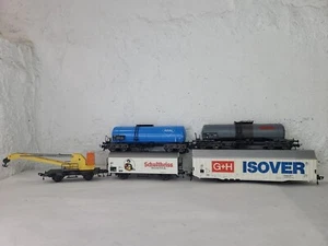 5 Fleischmann HO Rolling Stock Isover Crane Schultheiss Aral Tanker / Roco OMV  - Picture 1 of 11