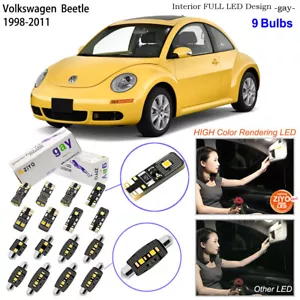 9 Bulb Deluxe LED Interior Light Kit White For 1998-2011 VW New Beetle Hatchback - Picture 1 of 8