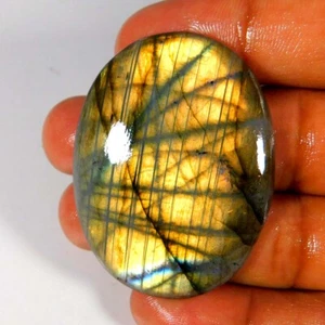 100% Natural Dorado LABRADORITA Cabujón Ovalado 47x36x07MM Gemas Sueltas 94.40Ct - Imagen 1 de 3