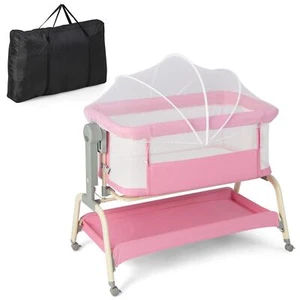 Baby Bedside Crib Newborn Infant Sleeper Bassinet Cot Bed w/ 6 Adjustable Height - Picture 1 of 10