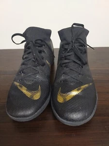 Nike Black/Gold Mercurial Indoor Soccer Shoes Size 5.5 - Picture 1 of 11