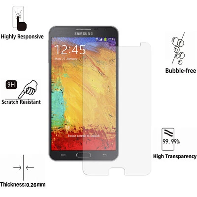For Samsung Galaxy Note 3 Tempered Glass Screen Protector - CRYSTAL CLEAR - Image 1 of 4