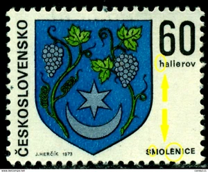 1973 Smolenice Coat of arms,Grape,Vine,Moon,Czechoslovakia,Mi.2145,MNH,ERROR - Picture 1 of 1