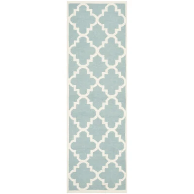 SAFAVIEH Dhurries DHU633C Light Blue / Ivory Rug - Image 1 of 4