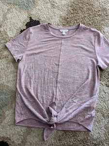 NEU Calvin Klein Jeans rosa melierte Kurzarm Bluse mit Bindeband vorne Gr. S - Bild 1 von 3