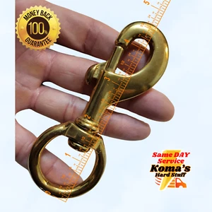 Extra Large Solid Brass Bolt action snap hook with swivel eye scuba clip - Picture 1 of 7