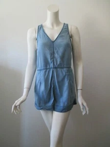 RAG & BONE/ JEAN Blue Denim Tie Back Mojave Short Romper Jumpsuit S - Picture 1 of 7