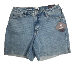 Bermudas de jean relajadas de tiro alto para mujer 7” entrepierna Ava & Viv talla grande 18 - Imagen 1 de 11