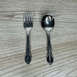 1847 Rogers Bros I S Silverplated Reflection Baby Spoon & Fork Silverware Set - Picture 1 of 13