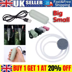 USB Mini Oxygen Air Pump Aquarium Mute Energy Saving for Fish Tank Air Stone UK~ - Picture 1 of 23