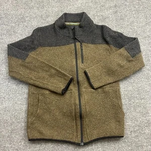 Smartwool Men’s Wool Blend Full Zip Jacket M Brown Gray Outdoor Fleece Lined - Picture 1 of 8