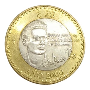 2000-2010 to choose Mexico 20 pesos bimetallic coin writer Octavio Paz - Picture 1 of 10