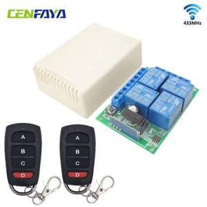 12V 4CH Wireless Switch Garage Door Control Relay Module 433Mhz 4-Zone RF Remote - Bild 1 von 18