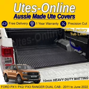Heavy Duty Perforated Rubber Ute Mat (Extra Thick) For Ford PX Ranger Dual Cab - Picture 1 of 4