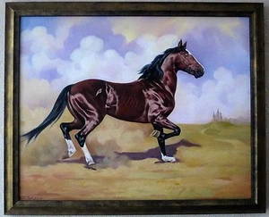 Original Ölgemälde auf Leinwand, "Pferd" 2010, von E.Ritter, Zierrahmen, Unikat. - Bild 1 von 4