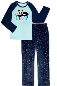 Girl’s Wonder Nation 2pc Panda Fleece Pajama Set, Size 6/7 - Picture 1 of 5
