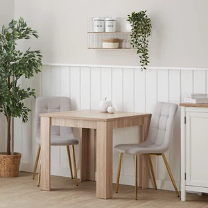 Essgruppe mit 2 Stühlen Samt Grau Esstisch 80x80 cm 2er Set Stühle Homestyle4u - Bild 1 von 12