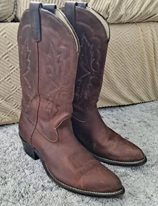 BOTAS VAQUERAS SHEPLER DE CUERO COMPLETO MARRÓN ORNAMENTADO PARA HOMBRE TALLA 8.5D ¡HECHAS EN EE. UU. BONITAS! - Imagen 1 de 16