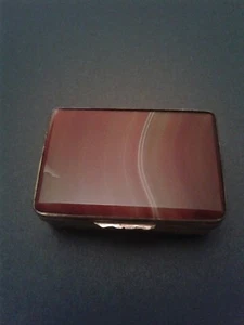 ANTIQUE SILVER GILT MOUNTED AGATE BOX c1860 - Picture 1 of 7