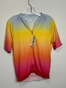 Primal Omni Jersey Cycling Mens Large Tramonto Sunset Yellow Pink Red Bicycle - Picture 1 of 9
