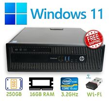 Windows 11 Pro Desktop Computer: HP 800 PC, 3.20GHz i5, 250GB SSD, 16GB RAM DVD