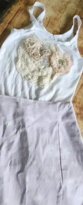 Women Size 6 {XS} Vintage LACE FLOWER LOOK TANK TOP AND PURPLE MINI SKIRT #18# - Picture 1 of 6