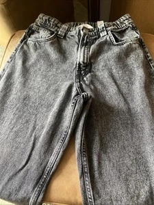 H&M Baggy Fit Adjustable Waist Black Wash Jean Boys US 11-12Y Size Wide Leg - Picture 1 of 4